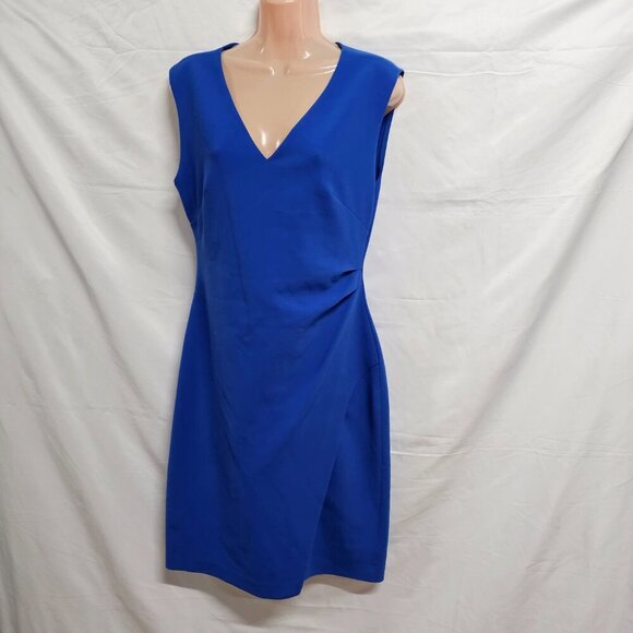 Diane Von Furstenberg Megan Sheath Dress Women Size 8 Blue Sleeveless Side Zip - Picture 5 of 16